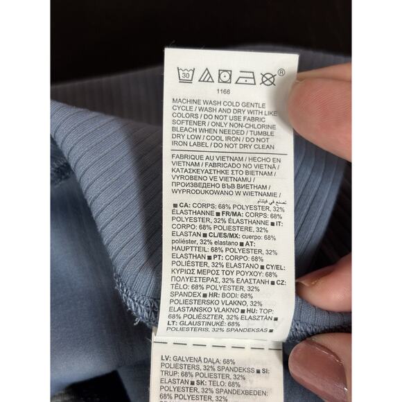 Athleta Transcend Rib 7/8 Tight Grey Blue Medium Ribbed Yoga Tights - Picture 10 of 13